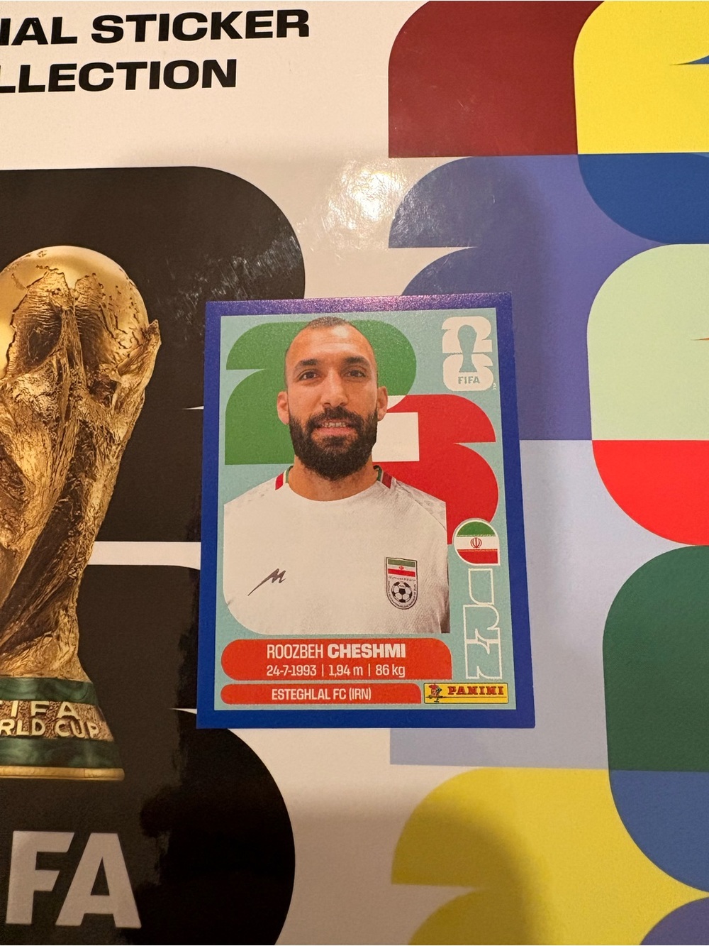 Panini FIFA World Cup 2026 Sticker Roozbeh Cheshmi IRN 15 Blue Parallel